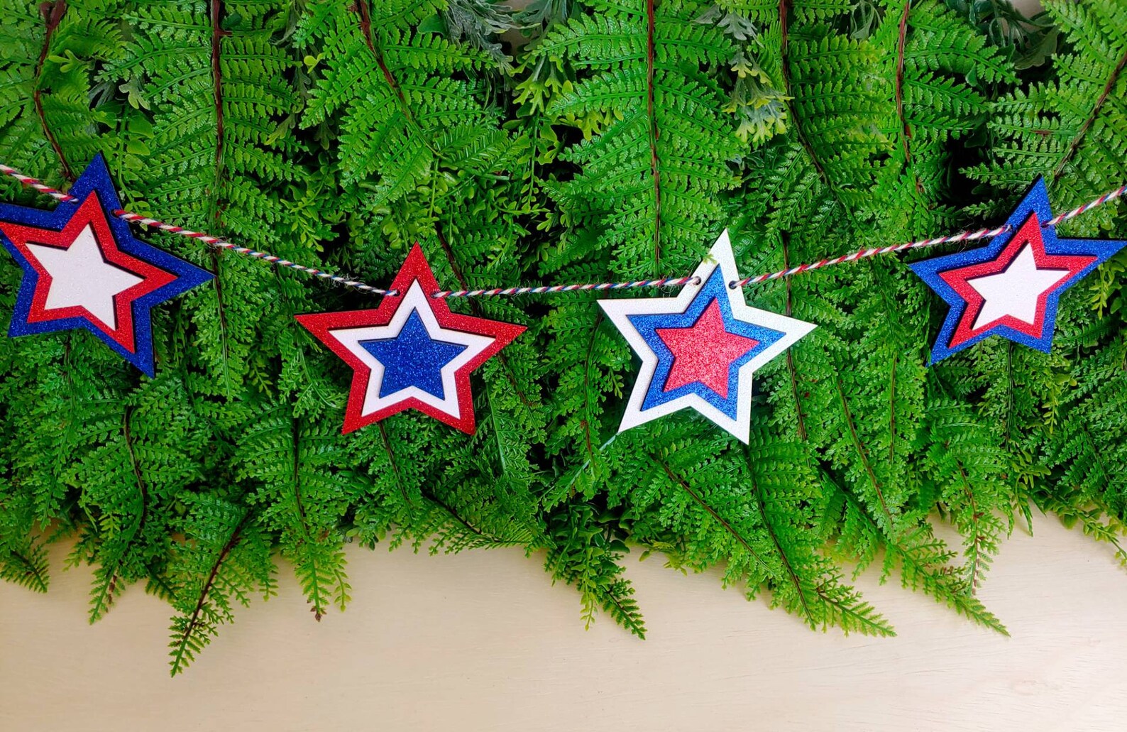 5ft Patriotic Glitter Stars Garland 4th of July Garland Etsy
