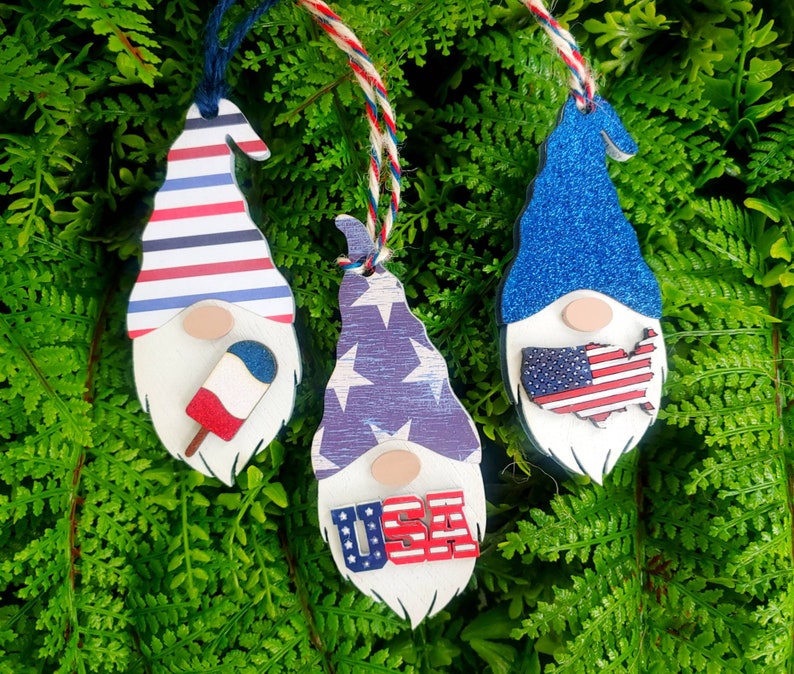 Handmade Wooden Gnome 4th Of July Ornaments Independence ...