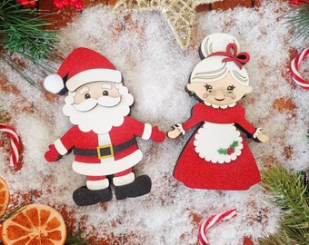 Kool Santa and Miss Claus Personalized Motorcycle Mr & Mrs Claus Couples Christmas Ornament