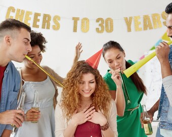 Cheers to 30 Years 30th Birthday Banner - 30th Birthday Sign & 30th Birthday Backdrop, 30th Birthday Decorations for Him