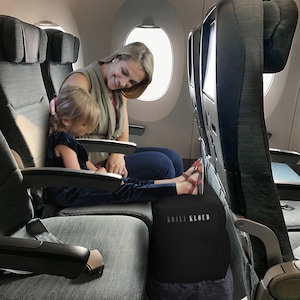 Koala Kloud Toddler Travel Footrest - Black | Foot Leg Rest Accessory for Plane / Car | Inflatable Bed for Kids on Airplane | Home Ottoman
