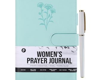Prayer Journal for Women - Daily Devotional Journaling Book for Woman, Religious Baptism & Christian Gifts and Bible Study | Blue Flower