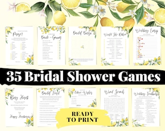 35 Fun Printable Lemon Bridal Shower Games and Wedding Shower Game Ideas for Bride Activities - Unique Would She Rather Questions & Bingo