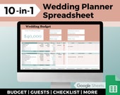 10-in-1 Wedding Spreadsheet - Online Budget Planner, Guest List Template Google Sheets Checklist, Expense Worksheet & Venue Comparison