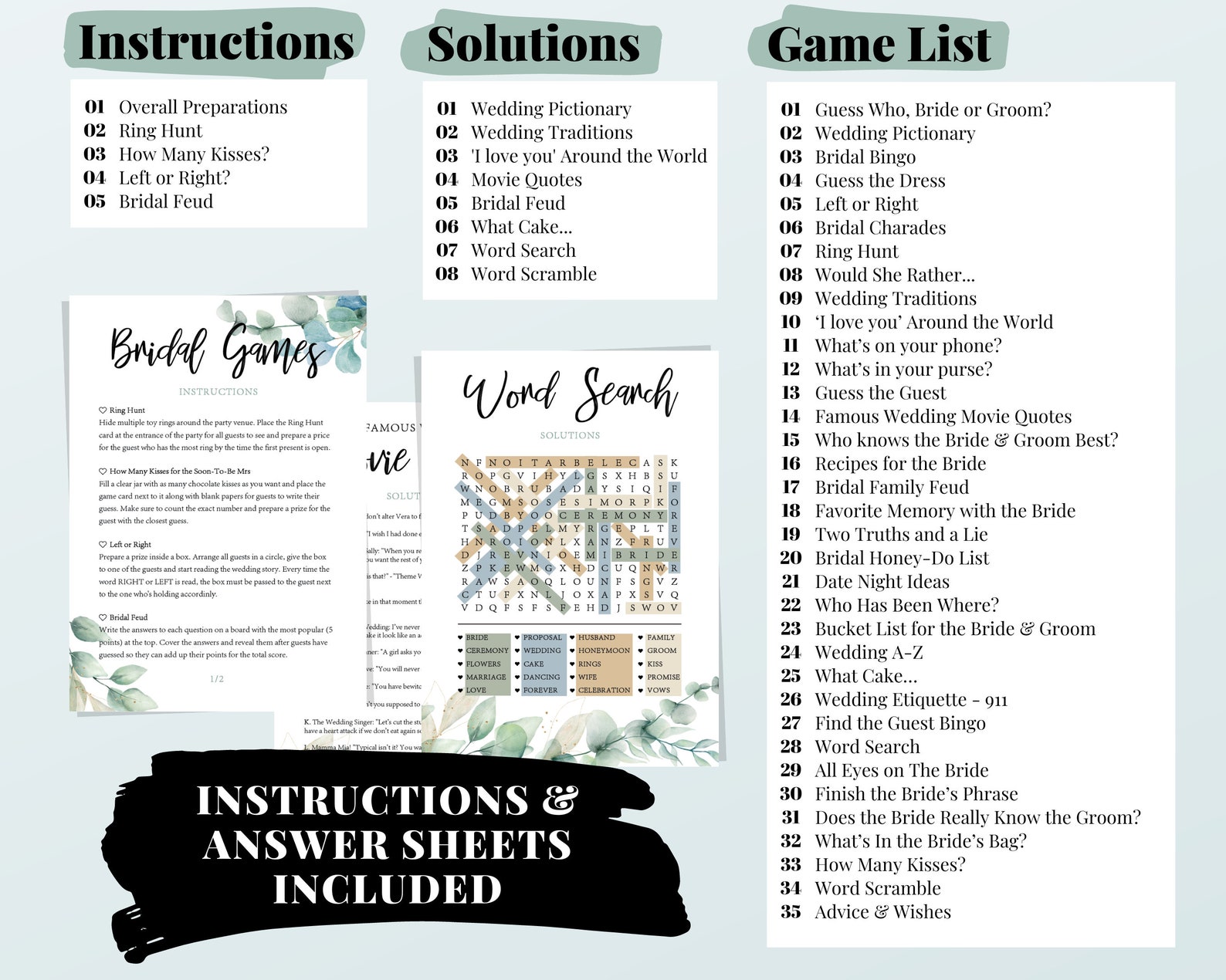 35 Fun Printable Wedding Shower Games for Couples and Groups - Etsy