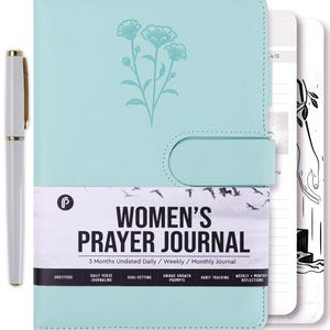 Prayer Journal for Women - Daily Devotional Journaling Book for Woman, Religious Baptism & Christian Gifts and Bible Study | Blue Flower