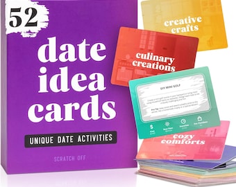 52 Date Idea Scratch Off Cards for Couples Game Night - Cool & Cute Wedding, Anniversary, Bridal Shower and Engagement Gift for Newlyweds