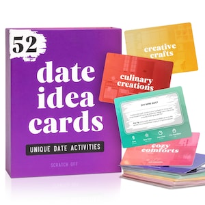 52 Date Idea Scratch Off Cards for Couples Game Night - Cool & Cute Wedding, Anniversary, Bridal Shower and Engagement Gift for Newlyweds
