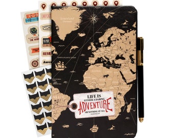 3-in-1 Couples Adventure Book , Travel Journal & Bucket List Scrapbook - Cute Gifts for Women, Men and Couple | Travelers Notebook Planner