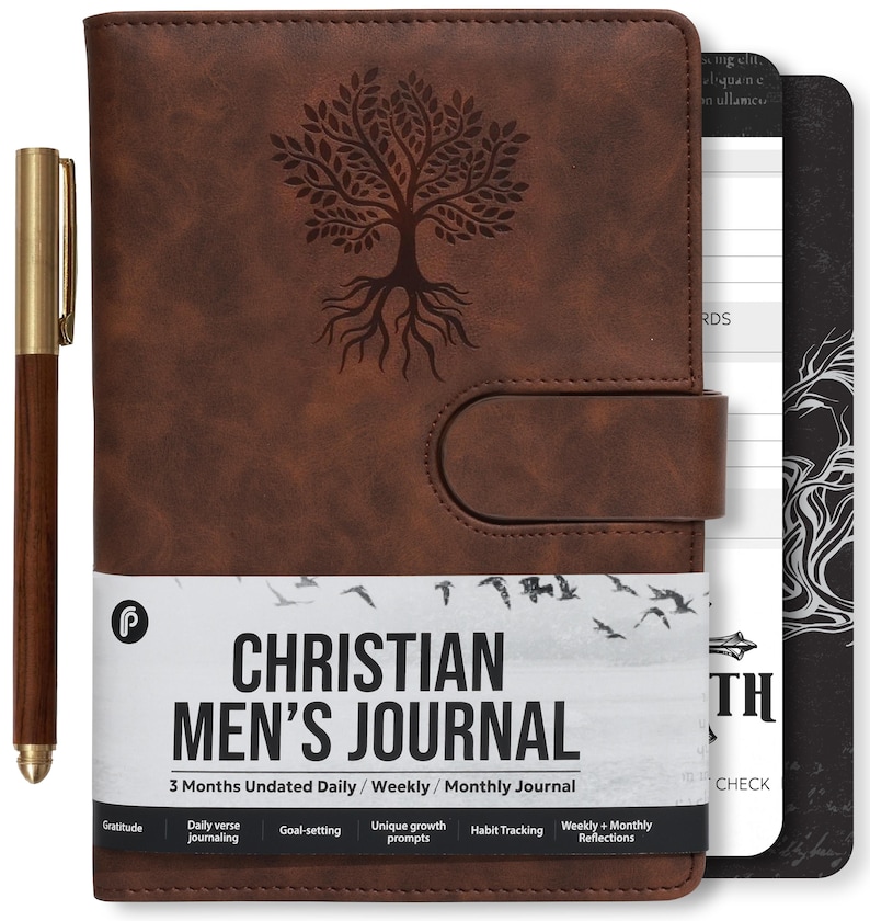Leather Christian Bible Prayer Journal for Men - Study Scripture ...