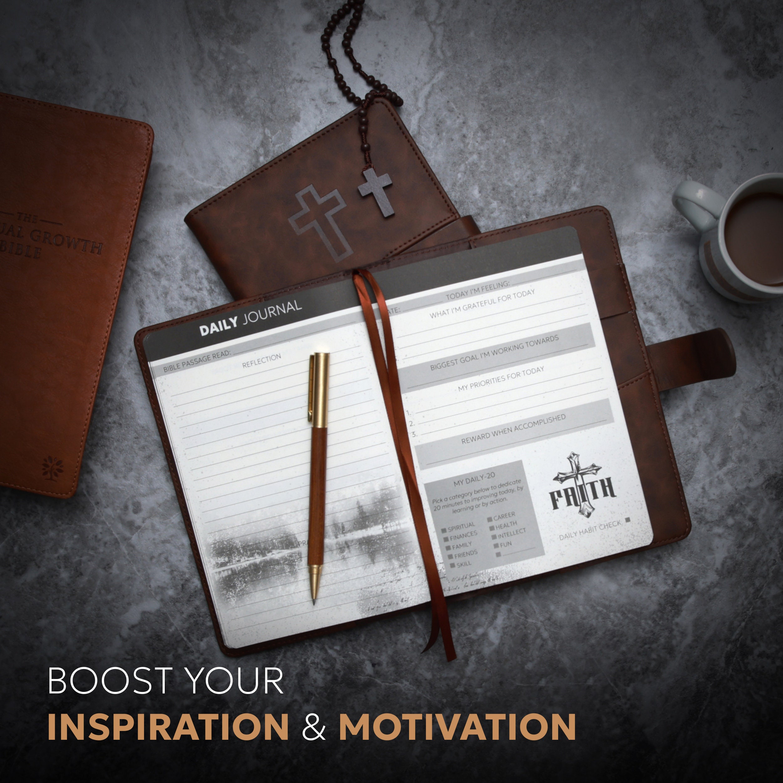 Prazoli Leather Christian Bible Prayer Journal for Men - Study ...
