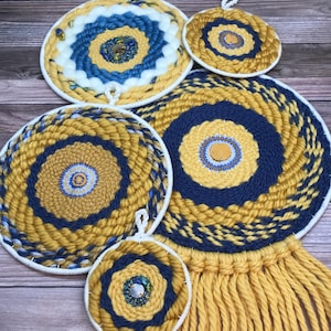Blue and Gold Circle Weaving Wall Hanging Collection