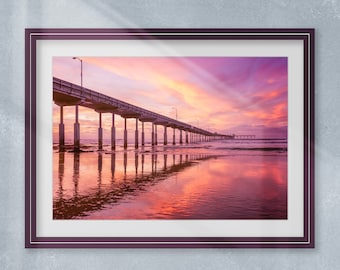 Ocean Beach Pier Sunset Photography Art Print, San Diego California