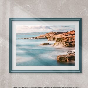 Photography Art Print, Sunset Cliffs Oceanscape, Point Loma San Diego, California Coastal Image, Sunset Clouds, OB Pier, High Quality