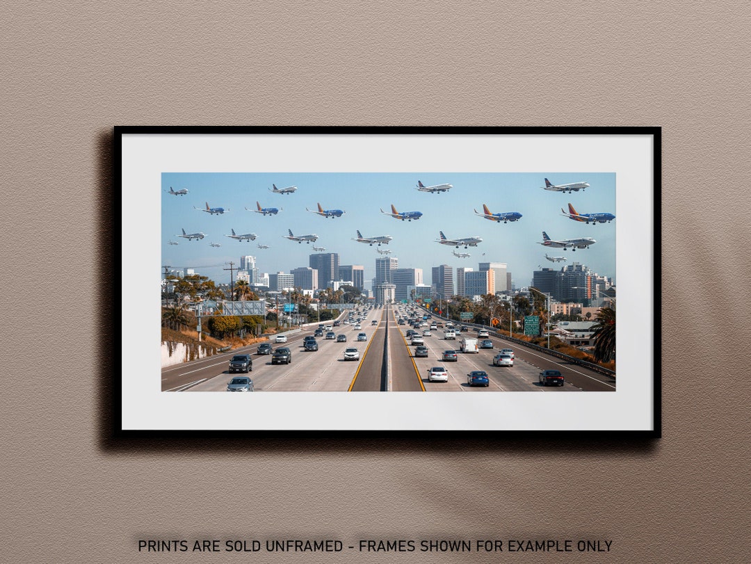 San Diego Airport Approach Photography Art Print, Layered Airplanes ...