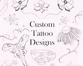 Hand Drawn Unique Tattoo | Customized Tattoo Design | Commission Tattoo Drawing | Custom Tattoo | Animals | Flowers | Aesthetic