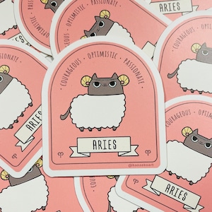 Aries cat, Cute Aries sticker, Adorable kitty sticker, Zodiac cat sticker, Cat sticker, Cat astrology, Adorable cat lover gift, Cute kitty