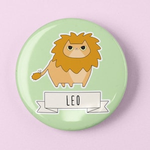 Leo cat, Cute gift for Leo, Cat circle button, Zodiac Leo pin, Horoscope cat, Cute astrology cat, Lion cat pin, Cat zodiac Cat pinback badge
