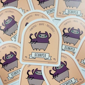 Scorpio cat, Cute Scorpio sticker, Adorable kitty sticker, Zodiac cat sticker, Cat sticker, Cat astrology, Adorable cat mom gift, Cute kitty