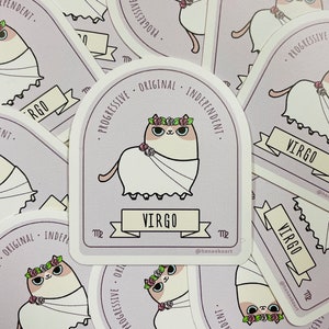 Zodiac Virgo cat sticker, Adorable kitty sticker, Cat Zodiac sticker, Cat sticker, Cat astrology, Adorable cat lover gift, Cute kitty, Virgo