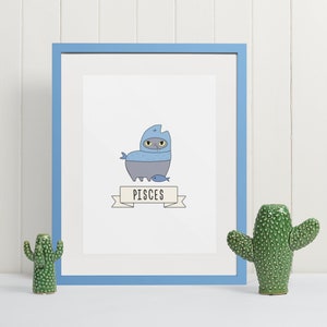 Gift for Pisces | Cat themed gifts | Horoscope wall art | Home decore | Wall decore