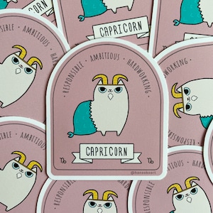 Capricorn cat, Cute Capricorn sticker, Adorable kitty sticker, Zodiac cat sticker, Cute kitty gift, Cat astrology, Adorable cat lover gift