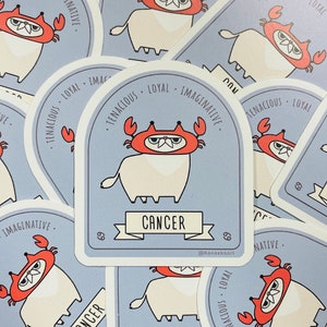 Zodiac Cancer cat sticker, Adorable kitty sticker, Cat Zodiac sticker, Cat sticker, Cat astrology, Adorable cat lover gift, Cute kitty