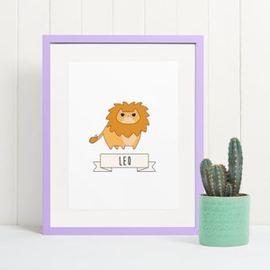 Leo zodiac print | Cat horoscope | Cat people gifts | Home decore | Wall decore