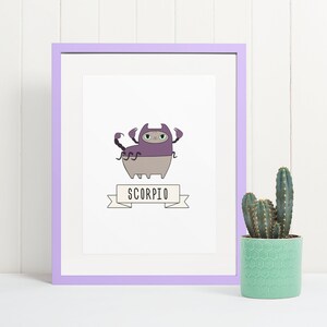 Scorpio print | Cat themed gifts | Cat Horoscope | Home decore | Wall decore
