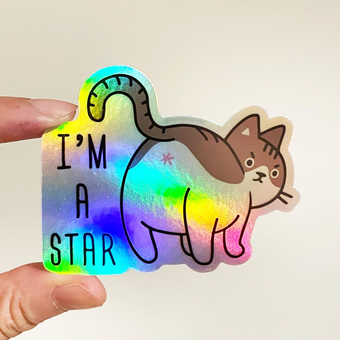 Cat But Sticker Cat Butt Holographic Sticker | Cat Gifts | Cat Stickers for Laptop ...