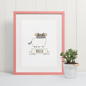 Aries print | Pet parent gift | Zodiac cats | Home decore | Wall decore