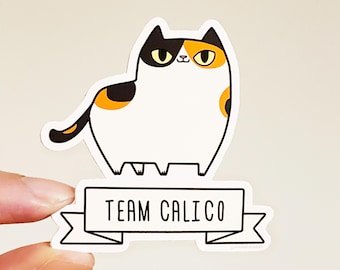Pegatina del equipo Calicó - Pegatina de vinilo de gato calicó - Pegatina de gato calicó - Lindo gato calicó - Pegatina de gato - Calcomanía de gato - Pegatina del equipo Gato