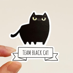 Team Black Cat sticker - Black cat vinyl sticker - Black cat sticker - Cute Black cat - Cat cute sticker - Cat decal - Witchy Sticker