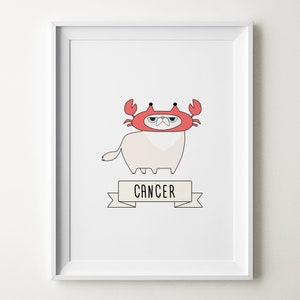 Zodiac cats | Cat themed gifts | Horoscope print | Home decore | Wall decore