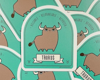 Taurus cat, Cute Taurus sticker, Adorable kitty sticker, Zodiac cat sticker, Cat sticker, Cat astrology, Adorable cat lover gift, Cute kitty