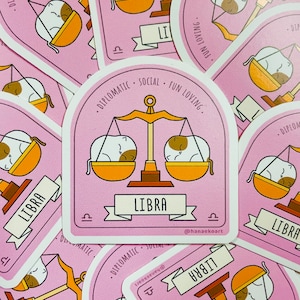 Libra cat, Cute Libra sticker, Adorable kitty sticker, Zodiac cat sticker, Cat sticker, Cat astrology, Adorable cat lover gift, Cute kitty