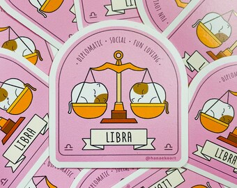 Libra cat, Cute Libra sticker, Adorable kitty sticker, Zodiac cat sticker, Cat sticker, Cat astrology, Adorable cat lover gift, Cute kitty