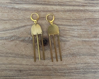 Boho brass bar earrings