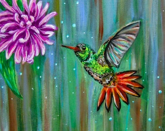 Hummingbird- Prints of my Original Acrylic Painting- Giclée-Home Décor- Wall Art