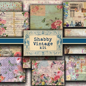 Shabby Vintage Digital Journal Background page kit, digital download, junk journal, scrapbook, craft supply, scrapbook paper, journal paper