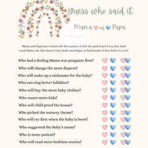 Juego de actividades para baby shower, descarga instantánea