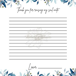 Carta del día de la boda para futuros suegros, descarga instantánea