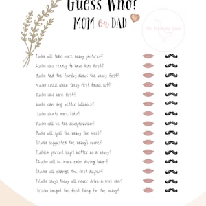 Juego de actividades para baby shower, descarga instantánea