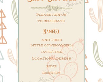 Cactus Baby Shower Invitation | Aztec | Boho | Editable Instant Download