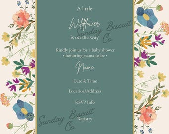 Wildflower Baby Shower Sprinkle Invitation | Floral Boho | Editable Instant Download