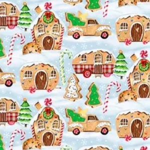 Surgical scrub hat, mask or set Christmas, gingerbread
