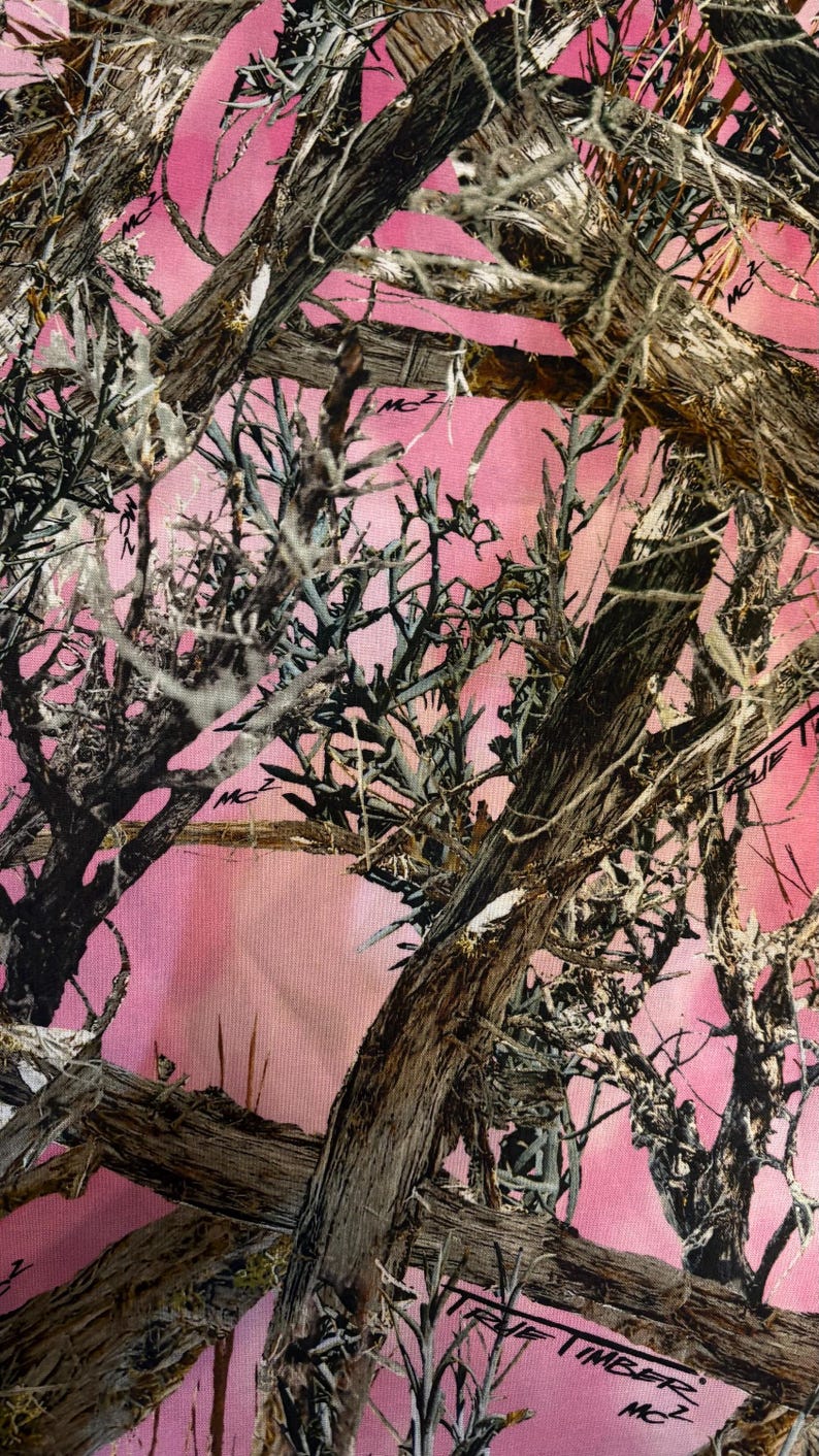Surgical Scrub Hat, Mask, or Set. Mossy Oak, Pink Camo image 1