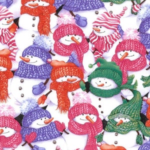 Surgical scrub hat, mask or set Christmas, snowman
