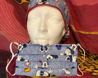 Surgical Scrub Hat / Scrub Cap  or Mask.  Mickey & Minnie Mouse Disney