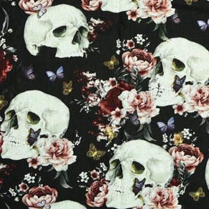 Scrub hat and mask set Halloween Skulls and Roses